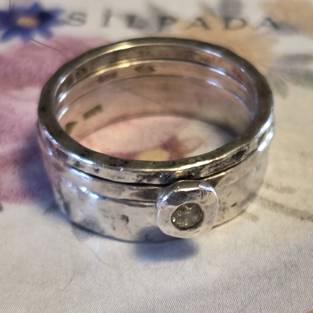 Silpada Sterling Silver & Zirconia Stacking Rings - Picture 15 of 15